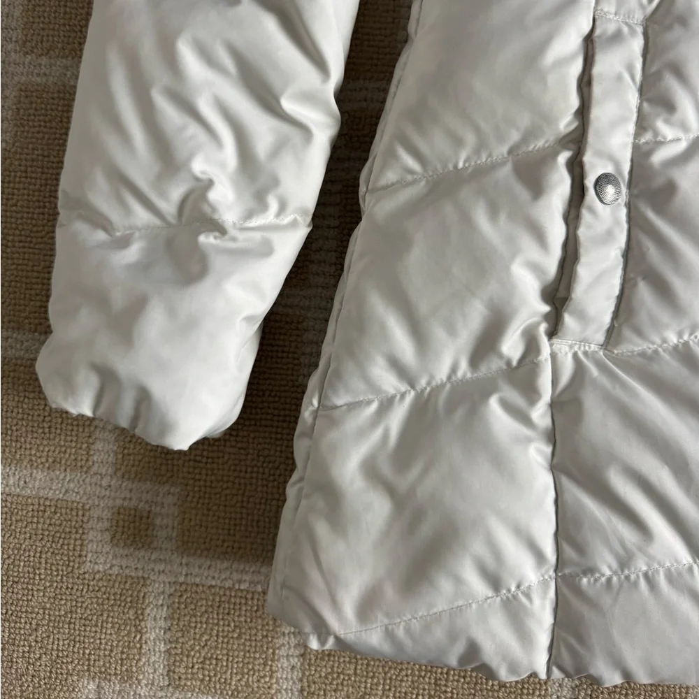 Eddie Bauer Goose Down Hooded Puffer Jacket White Warm Winter Coat Small